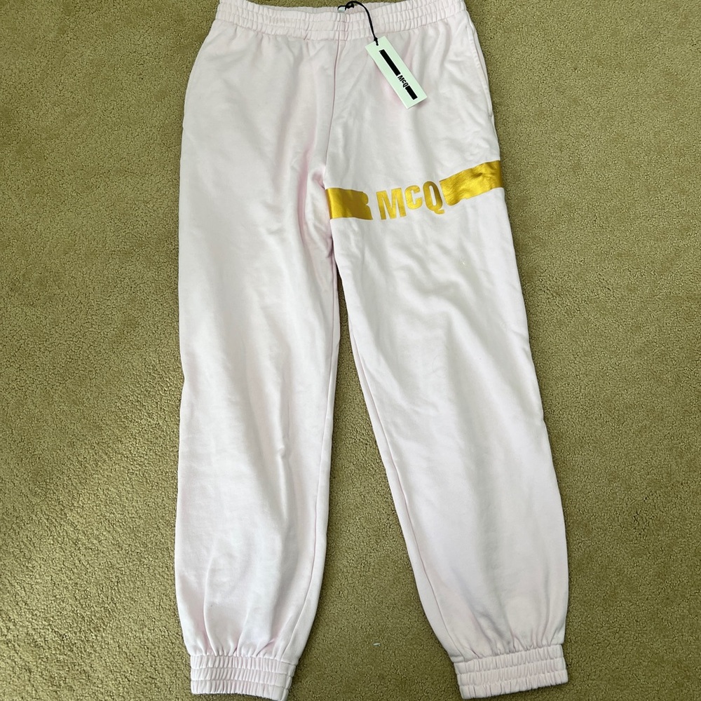 McQ by Alexander McQueen Light Pink Joggers with Gold Detail
